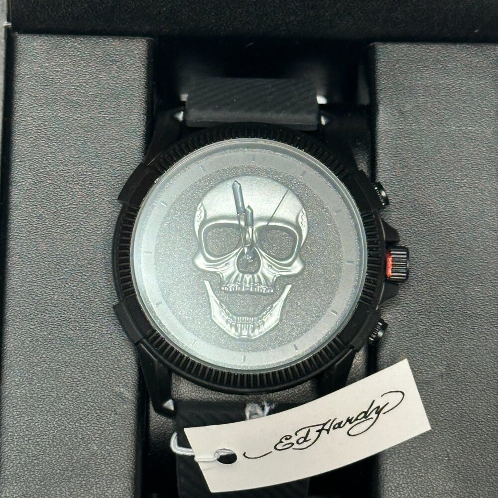 NEW Mens Black Silicone Strap Ed Hardy Watch - Picture 4 of 6